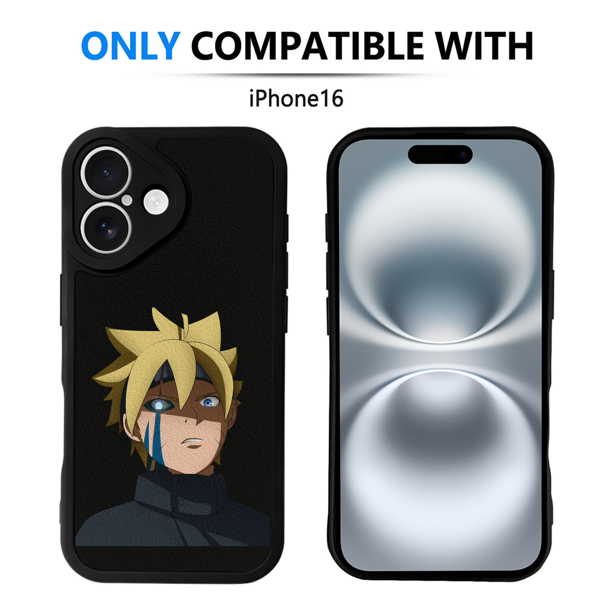 （画像用） NARUTO -ナルト- うずまき ボルト Uzumaki Boruto 【iPhone 16シリーズ対応】シリコンスマホケース（レザー調） 材質：シリコン